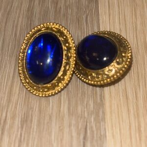 Antique Gold and Deep Blue Earrings